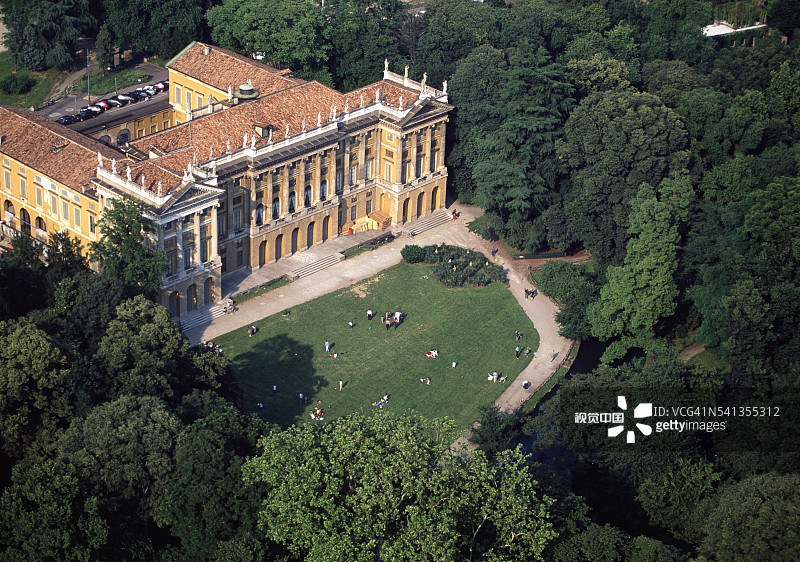 米兰市民公园的航拍景色图片素材