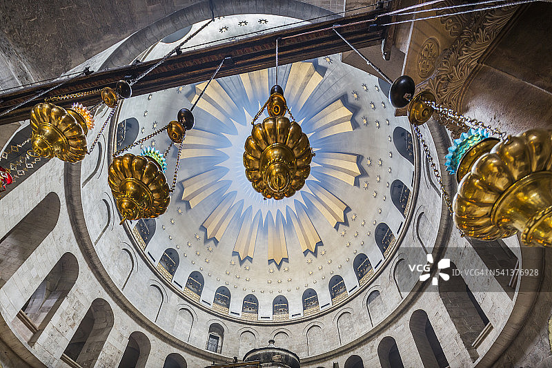 老城，基督徒区，圣墓教堂（又称圣墓大殿），阿纳斯塔西娅圆形大厅，穹顶图片素材