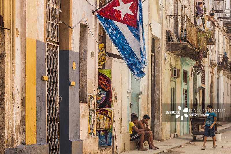 哈瓦那旧城区的街景图片素材