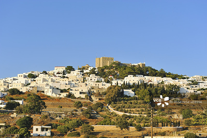 希腊帕特莫斯岛上的霍拉图片素材