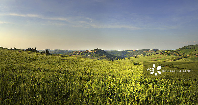 托斯卡纳马佐拉附近的绿色山丘图片素材