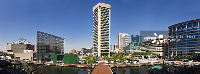 从普拉特街发电厂看国家水族馆和世界贸易中心图片素材