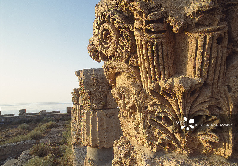 阿波罗尼亚考古遗址的科林斯柱遗址图片素材