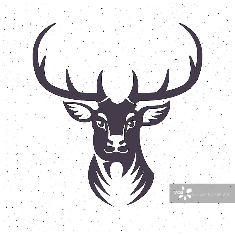 复古扁平风格的鹿角色图标图片素材