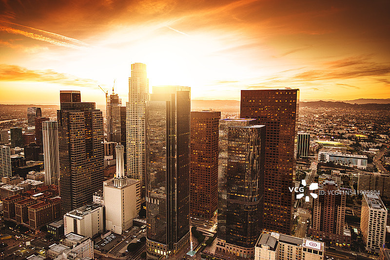 洛杉矶天际线鸟瞰图片素材