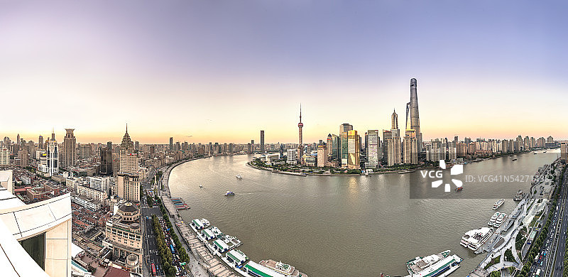 上海天际线和城市景观全景图片素材