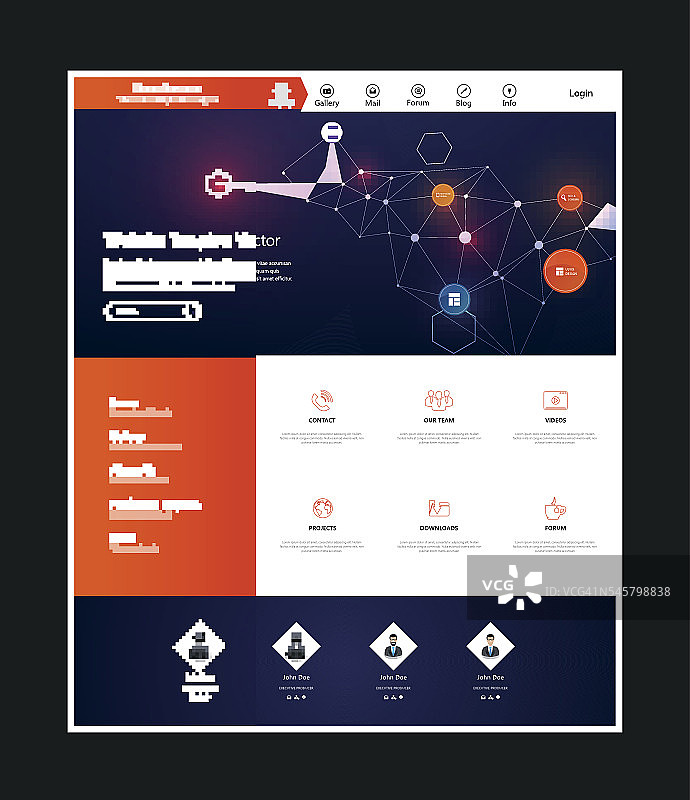 彩色网站模板专业矢量设计图片素材