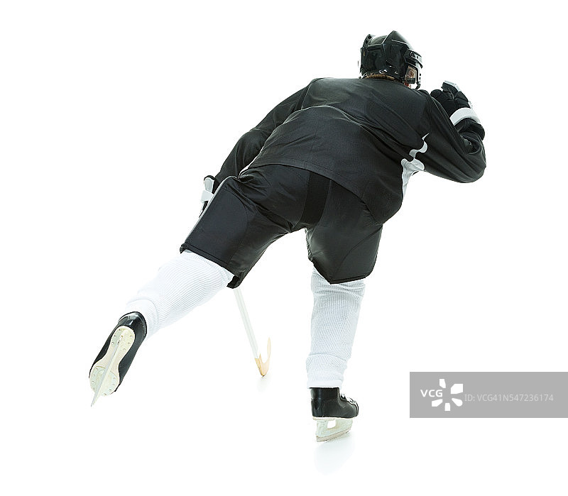 曲棍球运动员比赛中的后视图图片素材