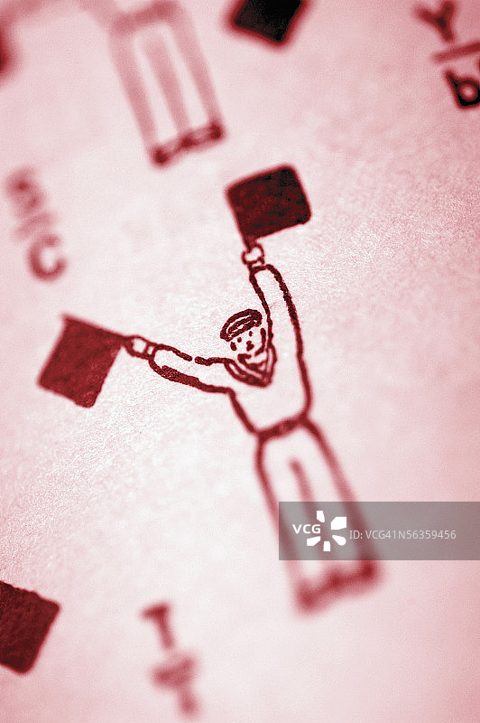 挥舞两面旗帜的男子插画图片素材