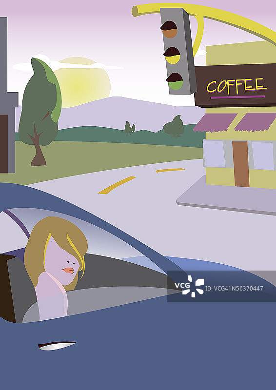 坐在车里的女人图片素材