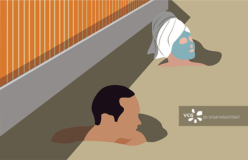 泥浴中的两个人（高角度）图片素材