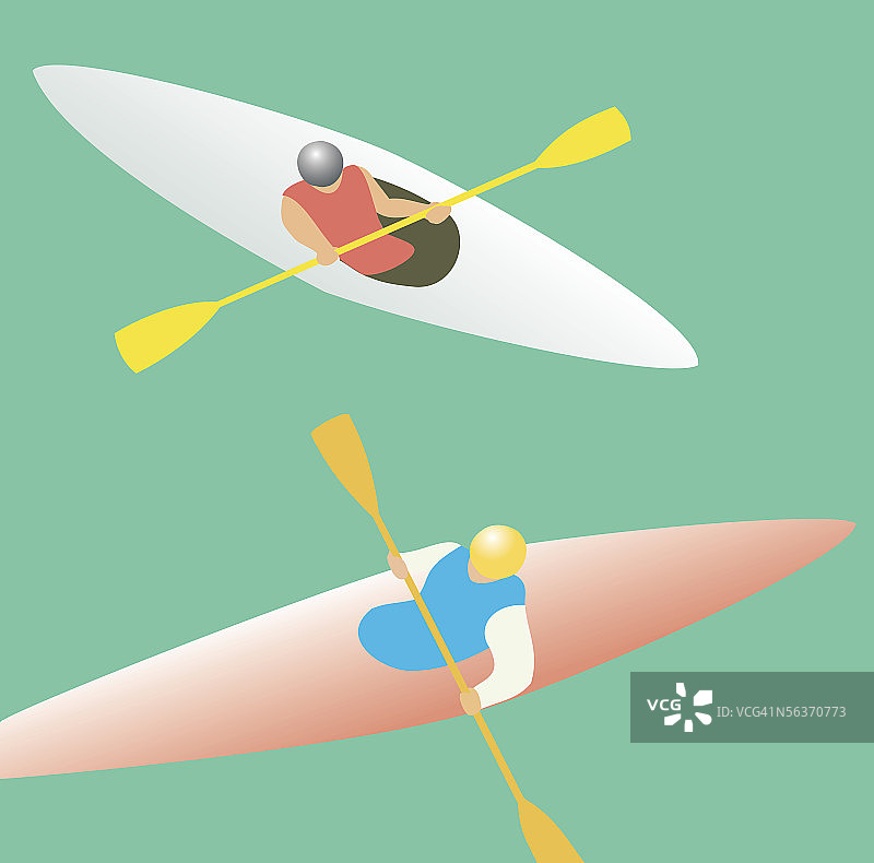 皮划艇上的两人（高角度拍摄）图片素材