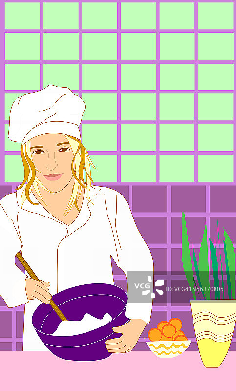 烹饪食物的女性肖像图片素材