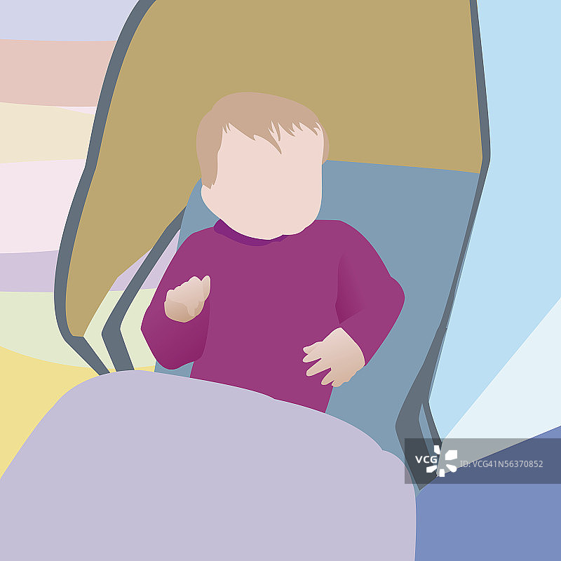 坐在婴儿车里的男婴特写图片素材