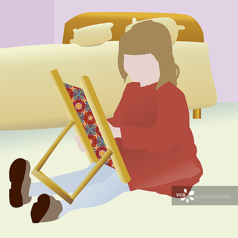 在家里玩耍的女孩图片素材