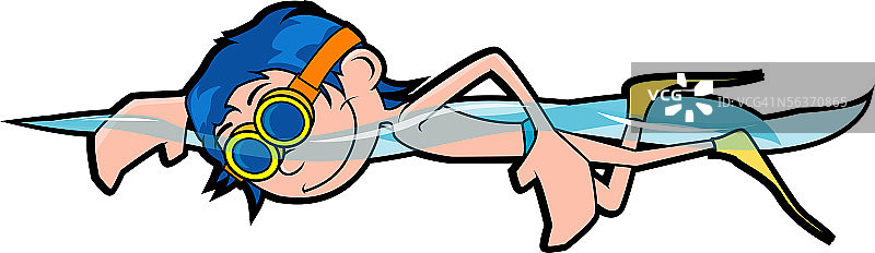 游泳男孩的侧面图片素材