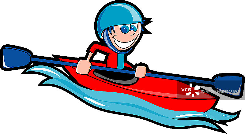 划皮划艇的男孩的侧面轮廓图片素材