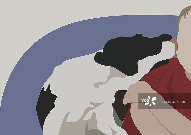 小狗舔男孩的脸图片素材