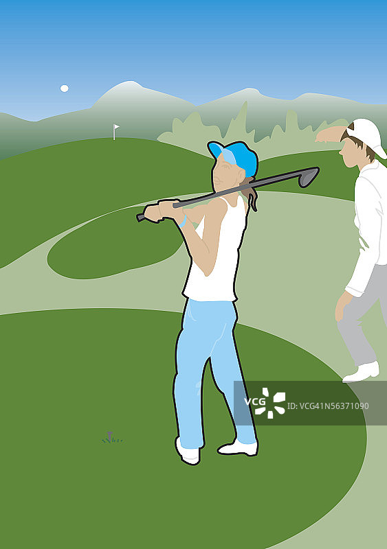 打高尔夫球的女人的侧面轮廓图片素材