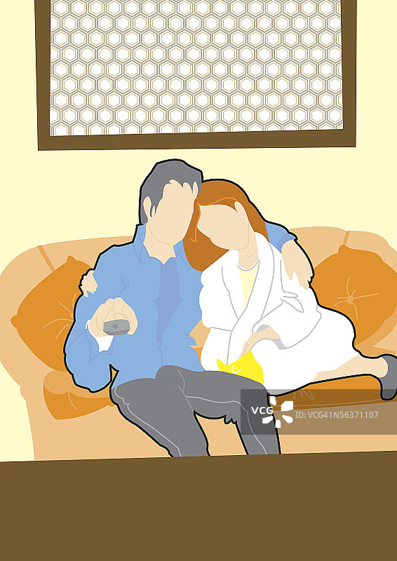 情侣坐在沙发上图片素材