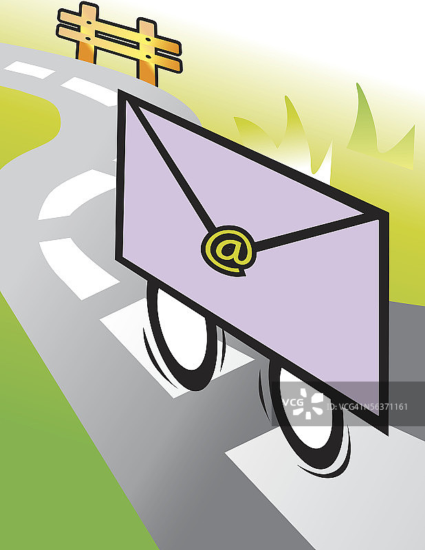 带轮子的信封特写图片素材