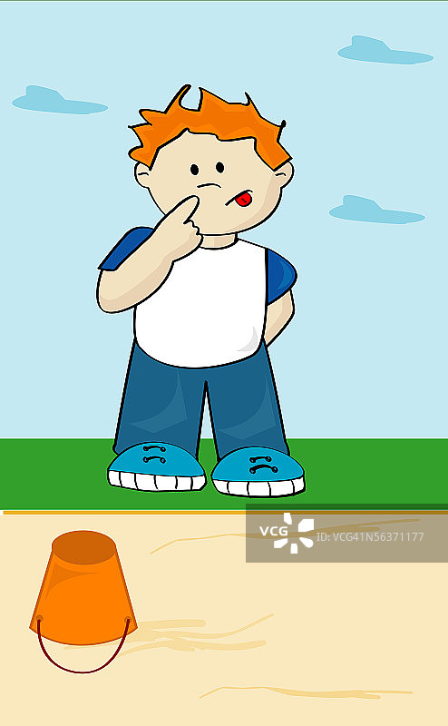 男孩思考特写图片素材