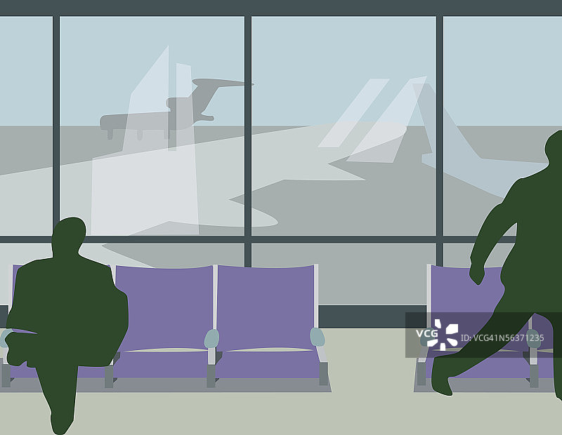 机场内坐着和行走着的男人图片素材