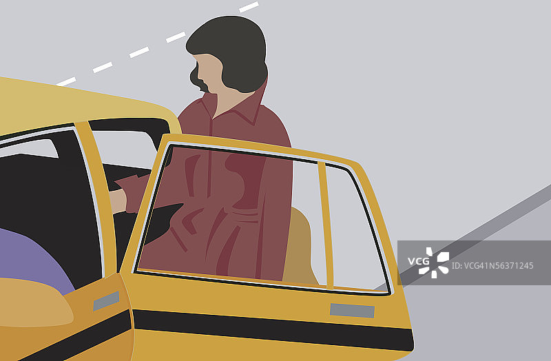 女商人乘坐出租车图片素材