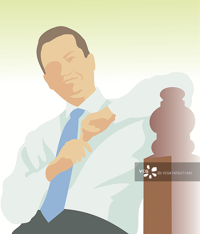 倚靠扶手的商人图片素材