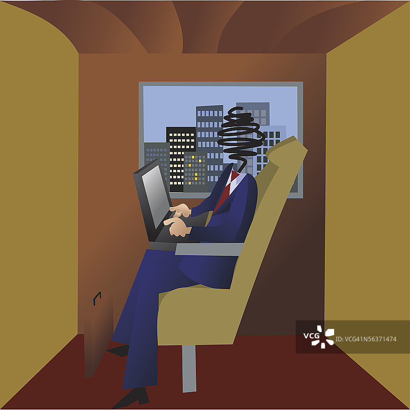 商人侧面轮廓：使用笔记本电脑图片素材