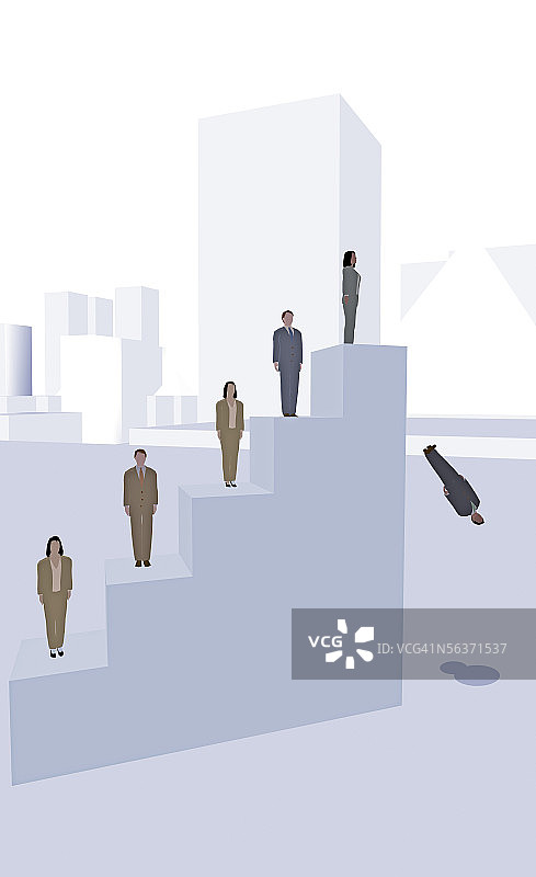 站在台阶上的一群商务高管图片素材