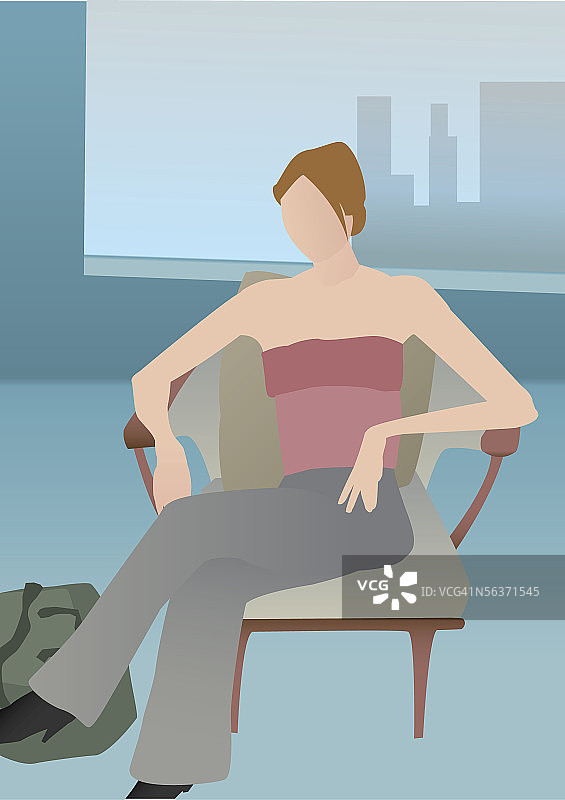 女子坐在扶手椅上特写图片素材