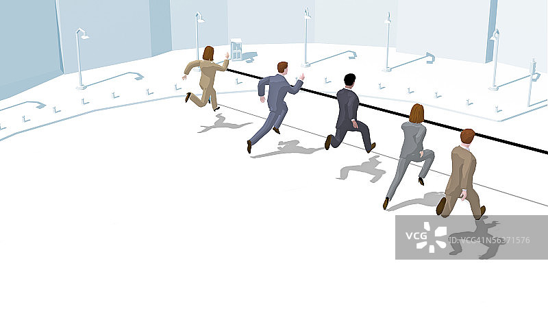 冲向终点线的商务主管图片素材