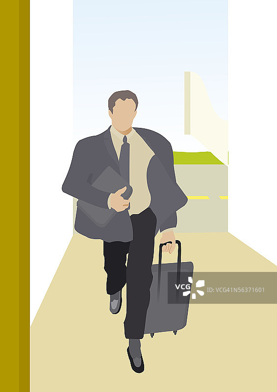 在机场拉着行李箱的商人图片素材