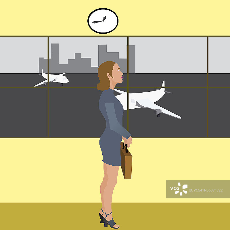 在机场休息室的商务女性侧面照图片素材