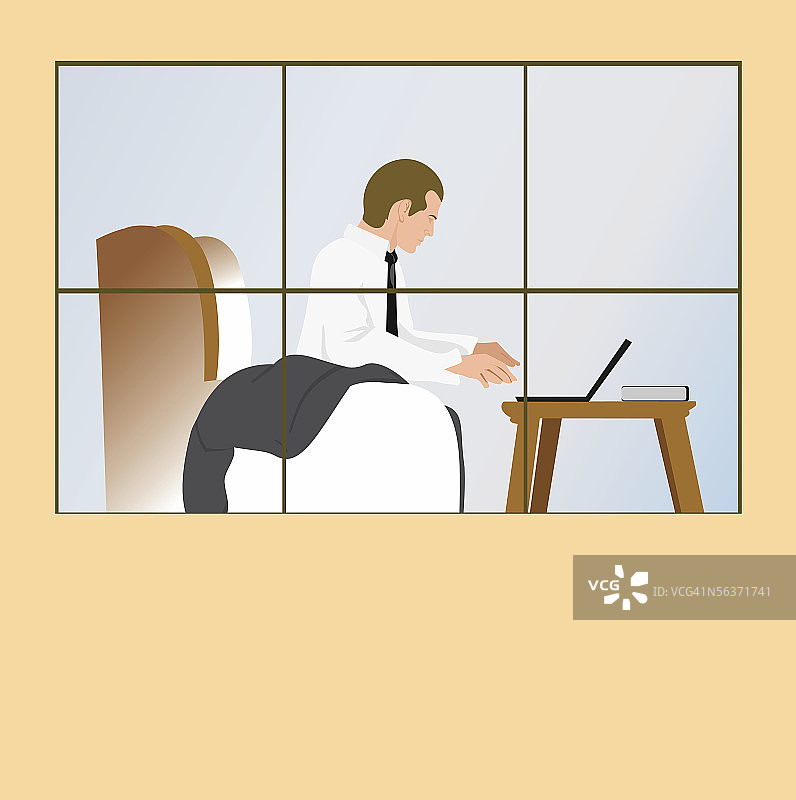 商人侧面轮廓：使用笔记本电脑图片素材