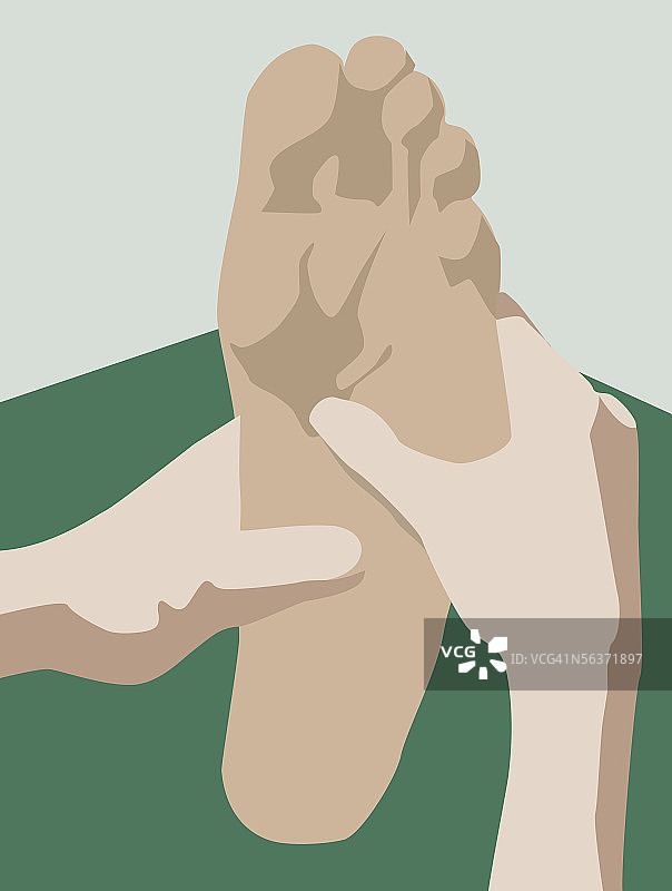 女人按摩男人的脚部特写图片素材