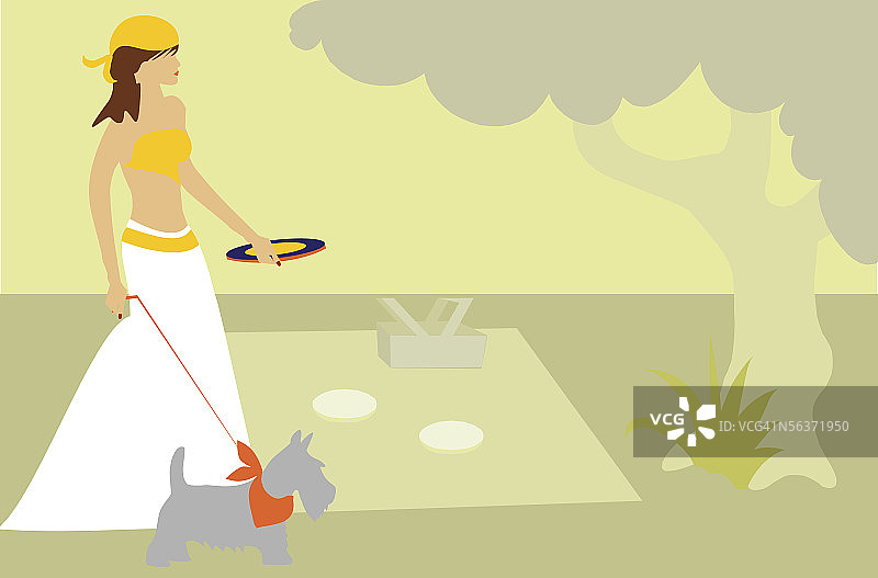 遛狗的女人图片素材