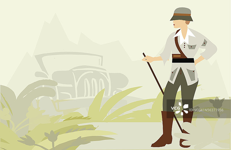 拄着棍子的女人图片素材