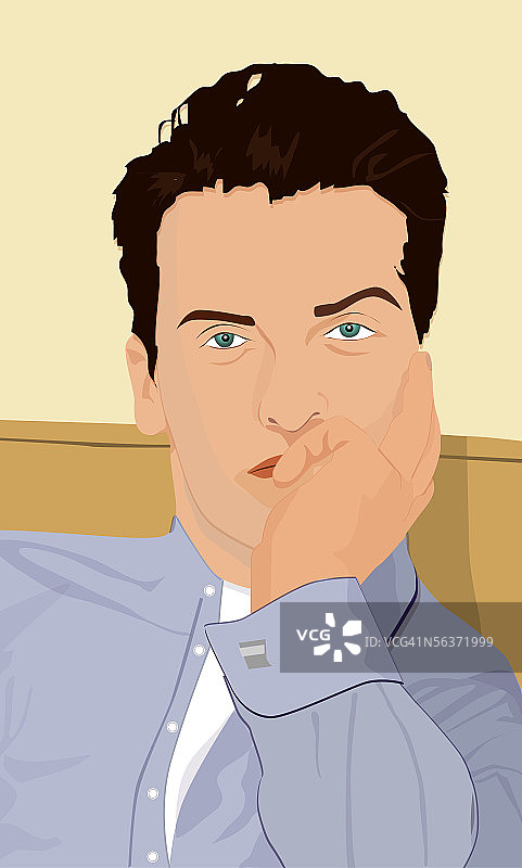 手放在脸上的男子肖像图片素材