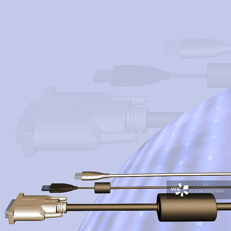 三根电脑电缆图片素材