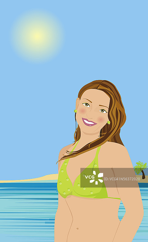 戴着比基尼上装的女性肖像图片素材