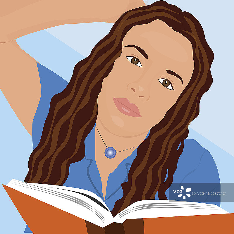 阅读书籍的女人高角度景观图片素材