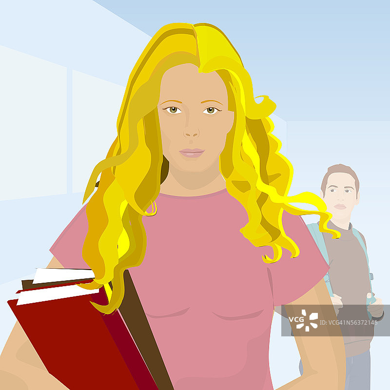 carrying书籍的女人肖像图片素材