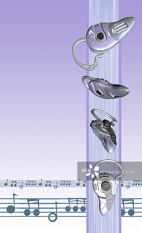 四个助听器特写图片素材