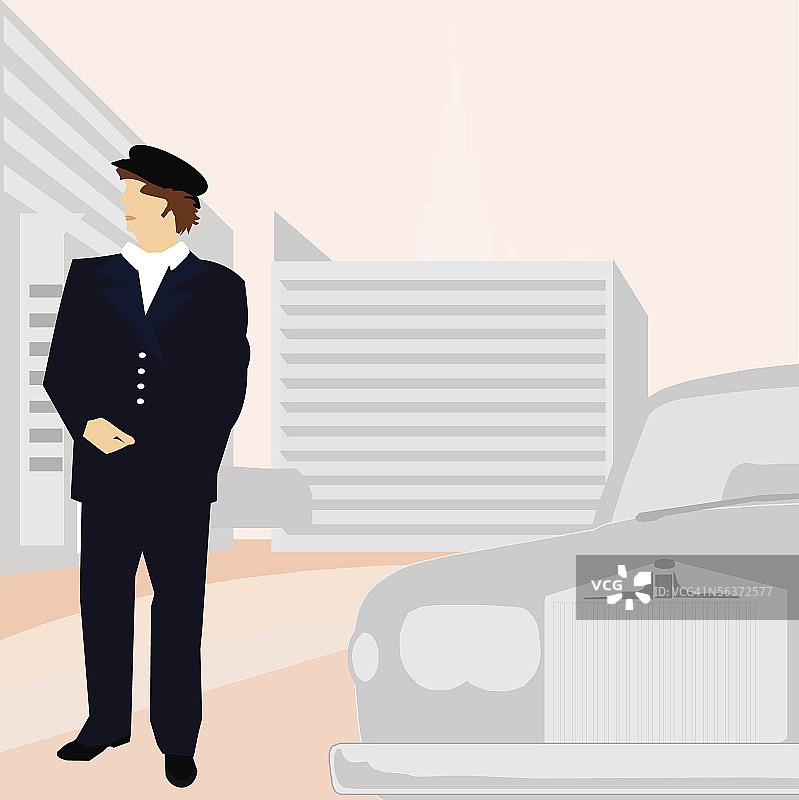 站在汽车旁的司机图片素材