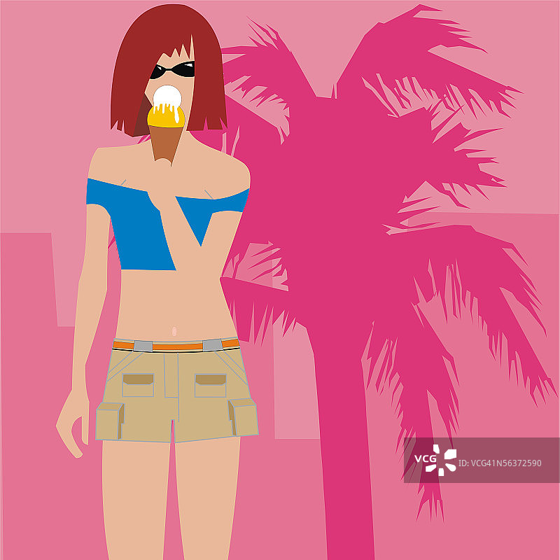 吃冰淇淋甜筒的女人图片素材