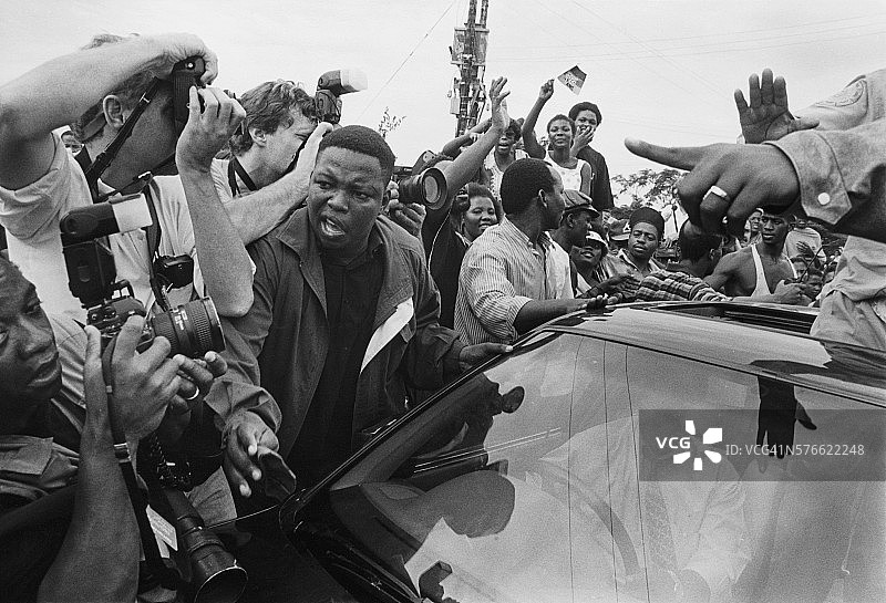 纳尔逊·曼德拉抵达乌姆拉齐的集会图片素材