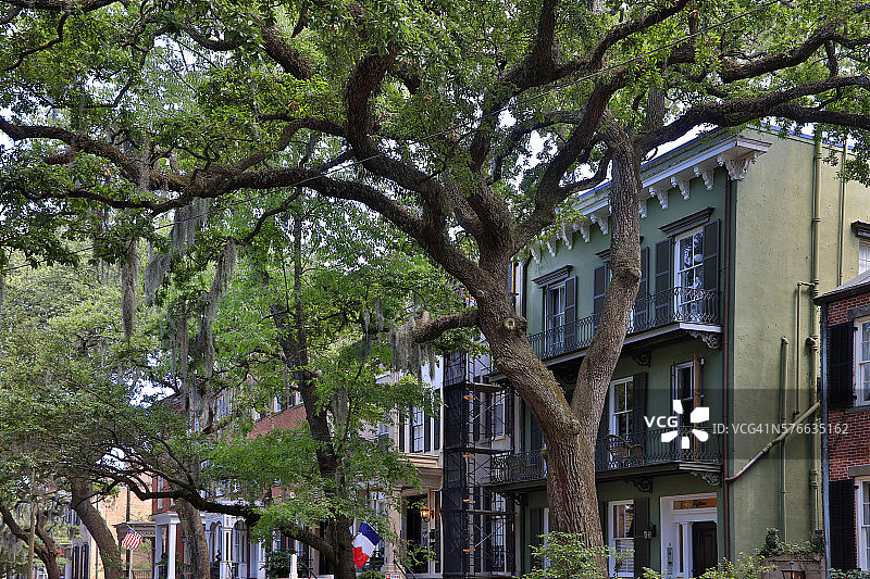 南部风格豪宅 - 美国佐治亚州萨凡纳图片素材