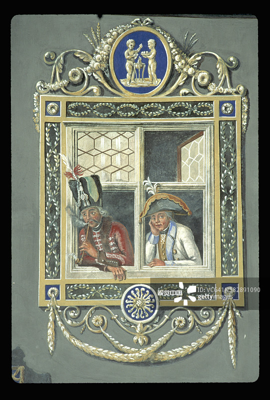 加米施胡萨尔餐厅外墙上的错视画窗户图片素材